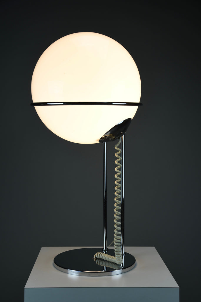 Mid-century modern space age chrome and glass globe table lamp 1970s - Lighting