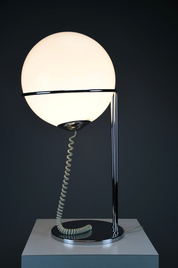 Mid-century modern space age chrome and glass globe table lamp 1970s - Lighting