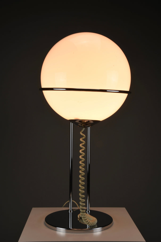 Mid-century modern space age chrome and glass globe table lamp 1970s - Lighting