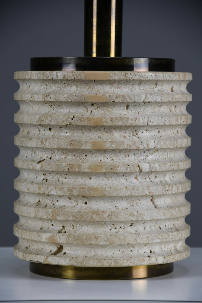 Mid-century modern travertine table lamp attributed to Fratelli Mannelli Italy 960s - Lighting