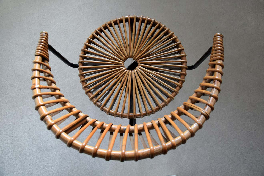 Mid Century Rattan and Black Iron Chair by Dirk van Sliedregt - Furniture