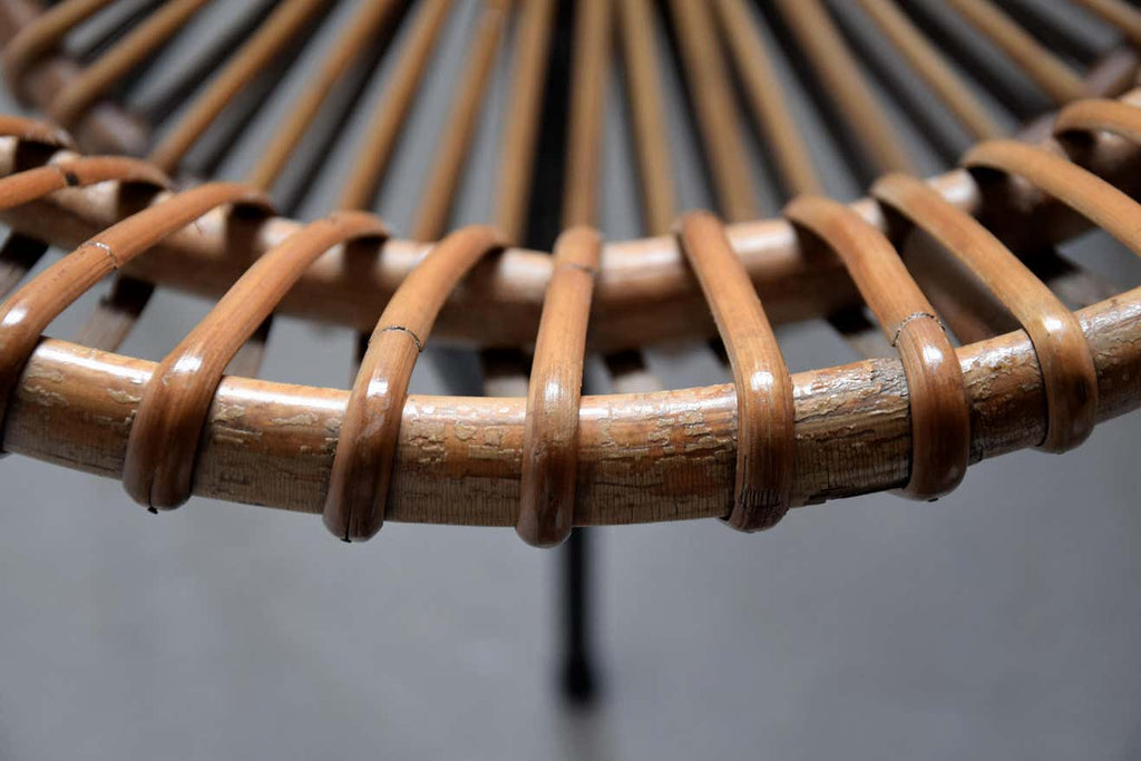Mid Century Rattan and Black Iron Chair by Dirk van Sliedregt - Furniture