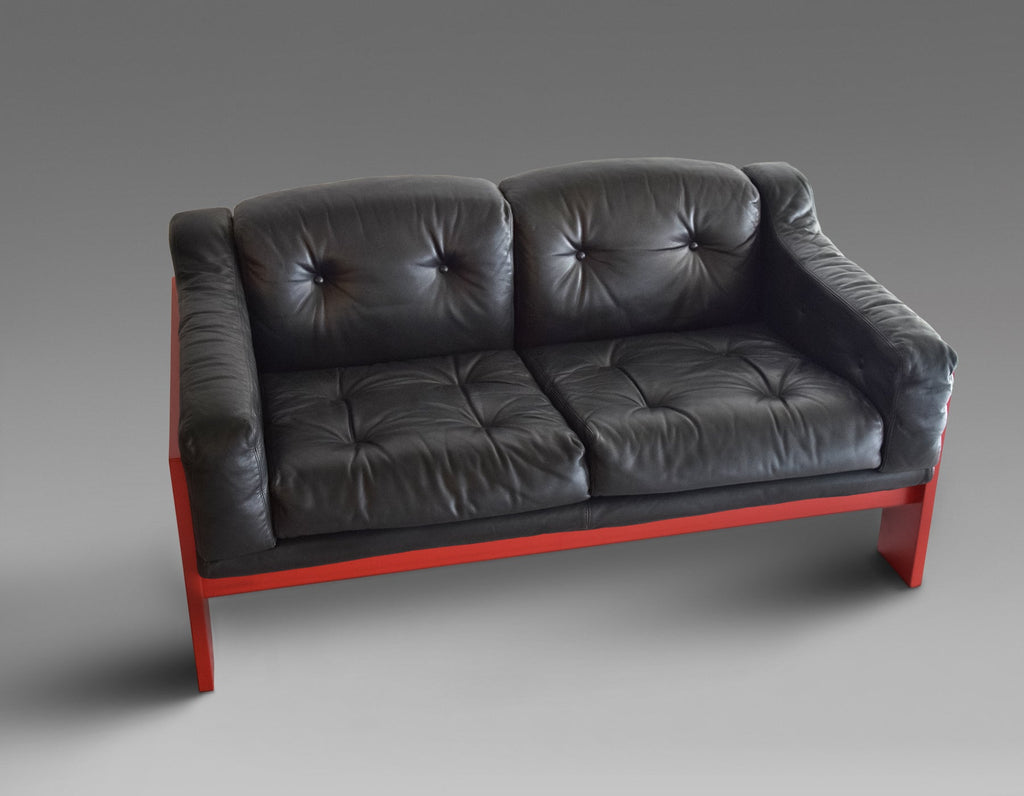 Mid Century Red and Black Sofa by Claudio Salocchi for Sormani - Furniture