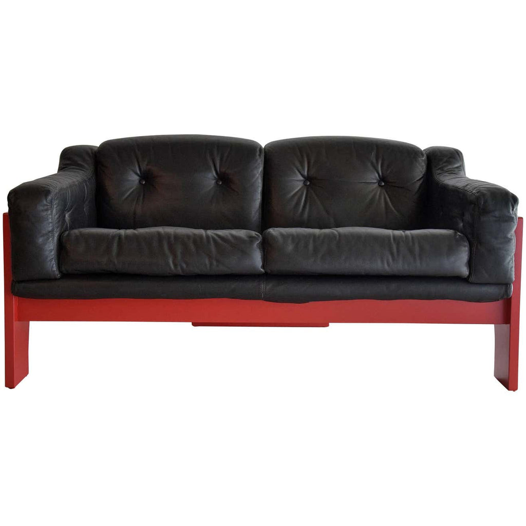 Mid Century Red and Black Sofa by Claudio Salocchi for Sormani - Furniture