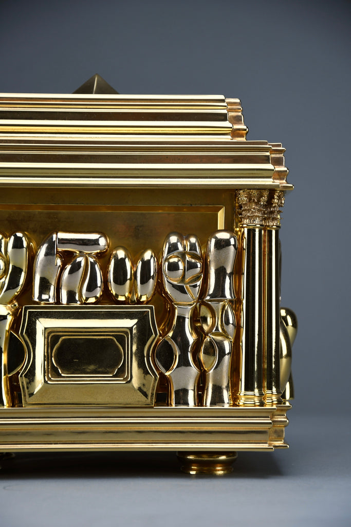 Miguel Berrocal “Il Cofanetto” (Opus 123) 1969–1975 complete 88-piece gold-plated Zamak dining set for two homage
