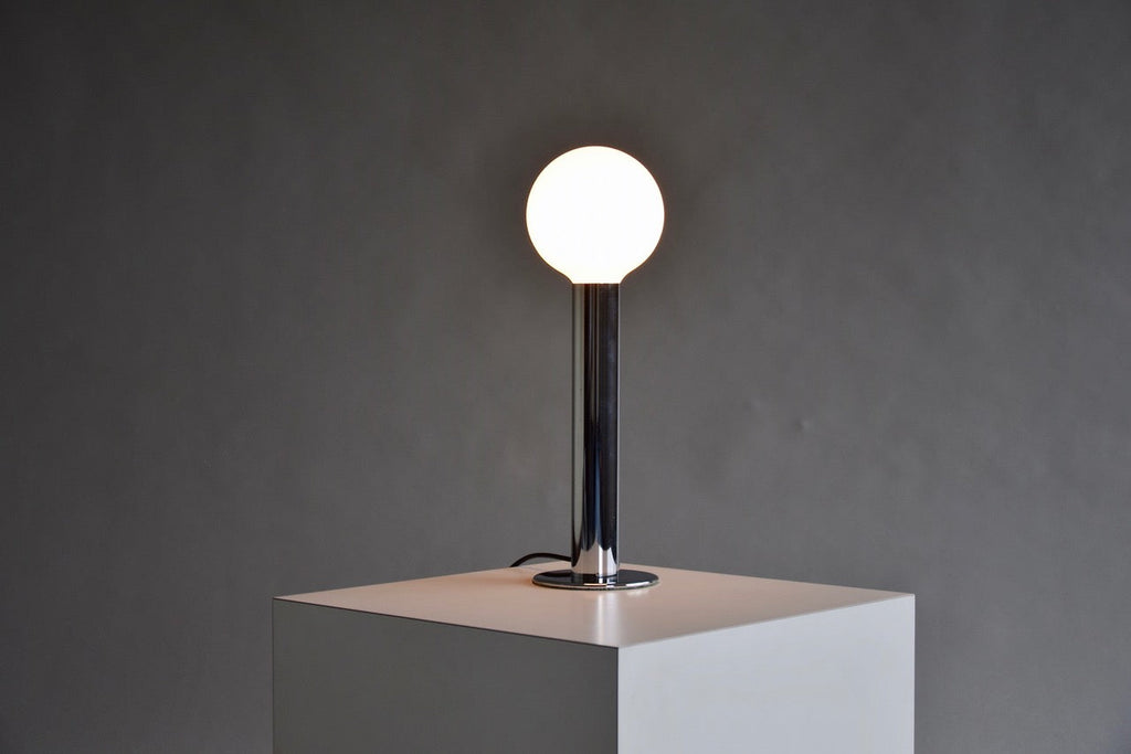 Minimalist 1970s Italian Chrome Cylinder Table Lamp - Lighting