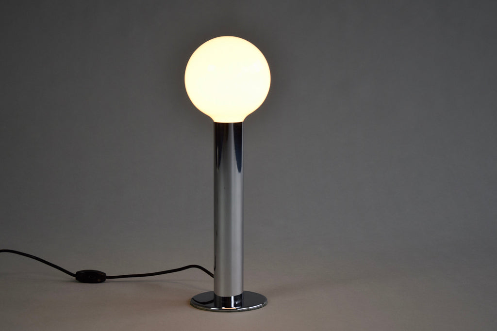 Minimalist 1970s Italian Chrome Cylinder Table Lamp - Lighting