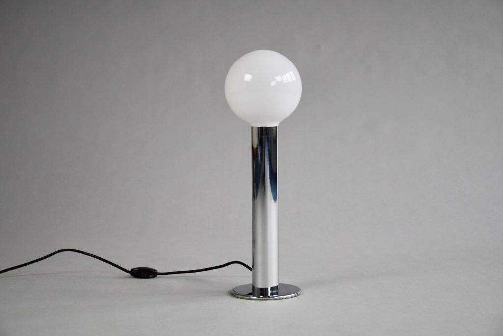 Minimalist 1970s Italian Chrome Cylinder Table Lamp - Lighting