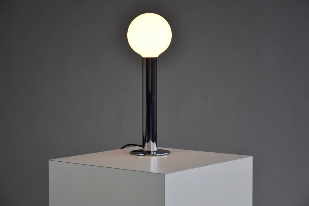 Minimalist 1970s Italian Chrome Cylinder Table Lamp - Lighting