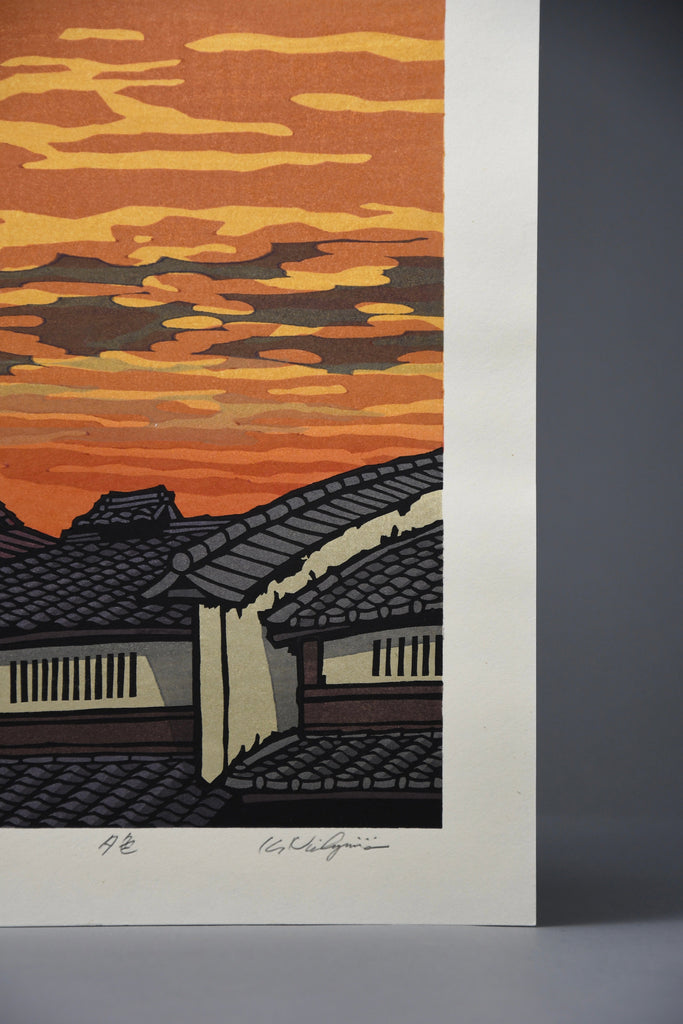 Modern Japanese woodblock print ’Yooshoku’ (evening colors) by Nishijima Katsuyuki - Art
