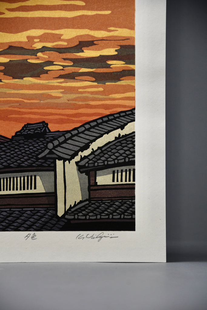 Modern Japanese woodblock print ’Yooshoku’ (evening colors) by Nishijima Katsuyuki - Art