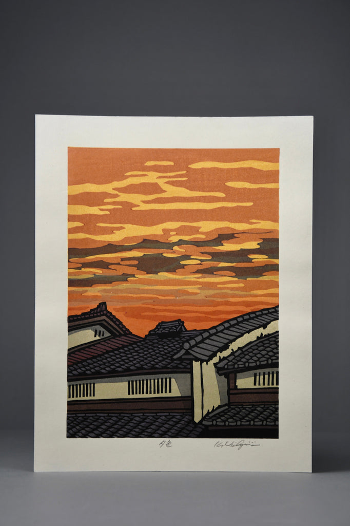 Modern Japanese woodblock print ’Yooshoku’ (evening colors) by Nishijima Katsuyuki - Art