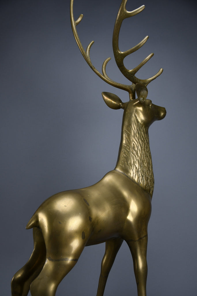 Monumental 1970’s Hollywood Regency brass deer pair attributed to Maison Jansen - Art
