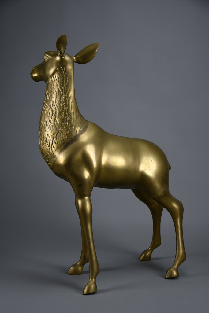 Monumental 1970’s Hollywood Regency brass deer pair attributed to Maison Jansen - Art