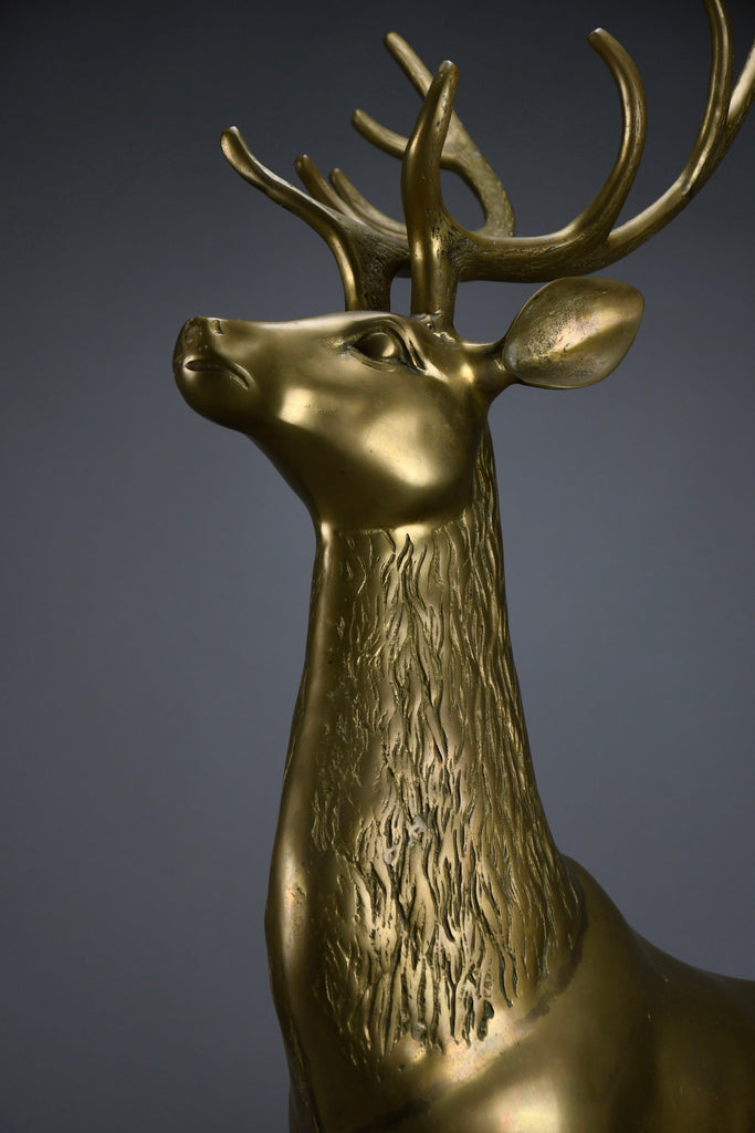 Monumental 1970’s Hollywood Regency brass deer pair attributed to Maison Jansen - Art
