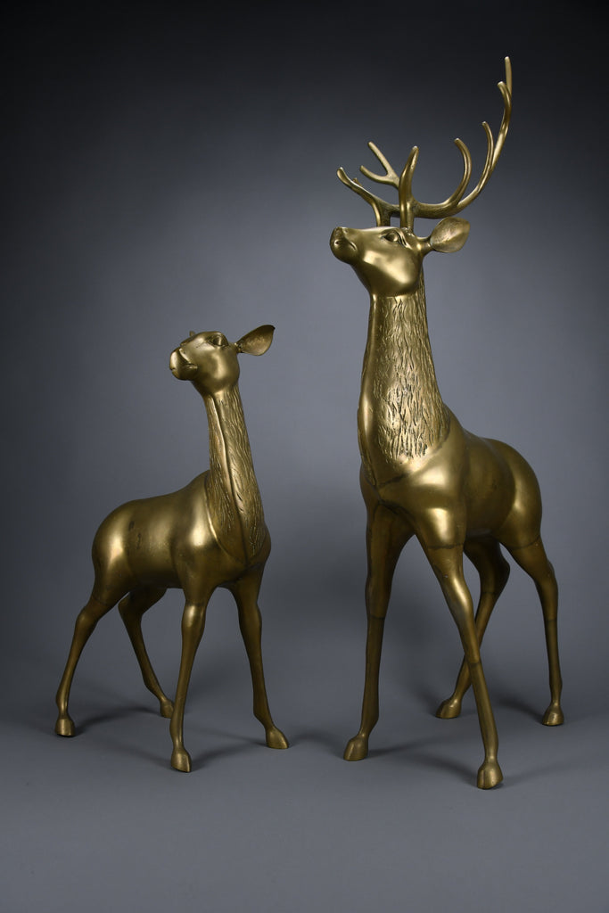 Monumental 1970’s Hollywood Regency brass deer pair attributed to Maison Jansen - Art