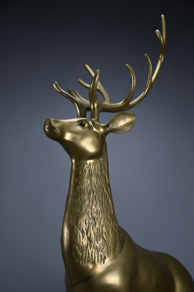 Monumental 1970’s Hollywood Regency brass deer pair attributed to Maison Jansen - Art
