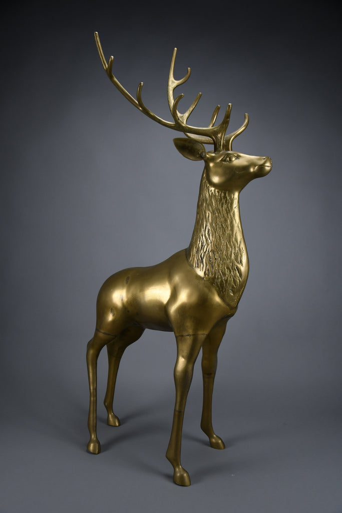 Monumental 1970’s Hollywood Regency brass deer pair attributed to Maison Jansen - Art