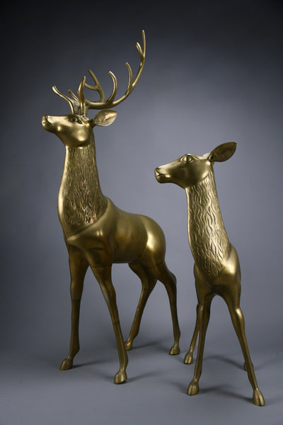 Monumental 1970’s Hollywood Regency brass deer pair attributed to Maison Jansen - Art