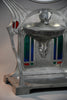 Monumental WMF Jugendstil Alpacca silver-plated vanity mirror with polychrome inlays c. 1900 - Mirrors