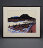 “Mount Bizan” limited edition Japanese woodblock print by Saburō Miyata, framed Shin-Hanga landscape with Wabi-Sabi