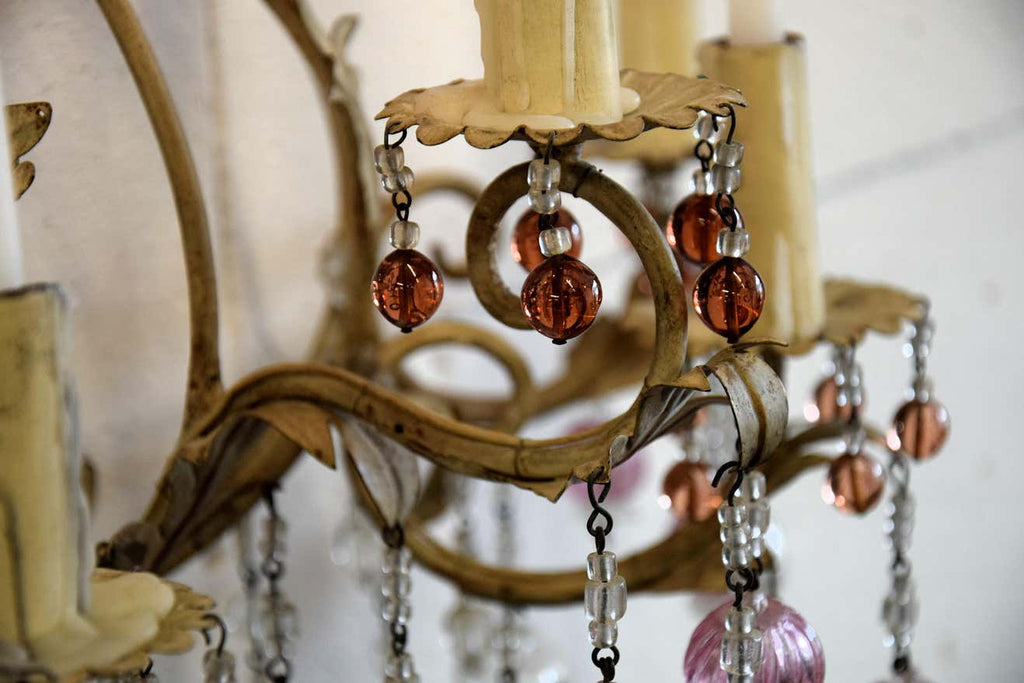 Murano Glass and Iron Belle Epoque Wall Candle Holder - Decor