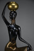 “Ndebele Water Bearer” – mid-century patinated bronze and brass Sculpture of a kneeling African woman c. 1950-60 - Art