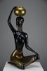 “Ndebele Water Bearer” – mid-century patinated bronze and brass Sculpture of a kneeling African woman c. 1950-60 - Art