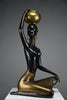 “Ndebele Water Bearer” – mid-century patinated bronze and brass Sculpture of a kneeling African woman c. 1950-60 - Art