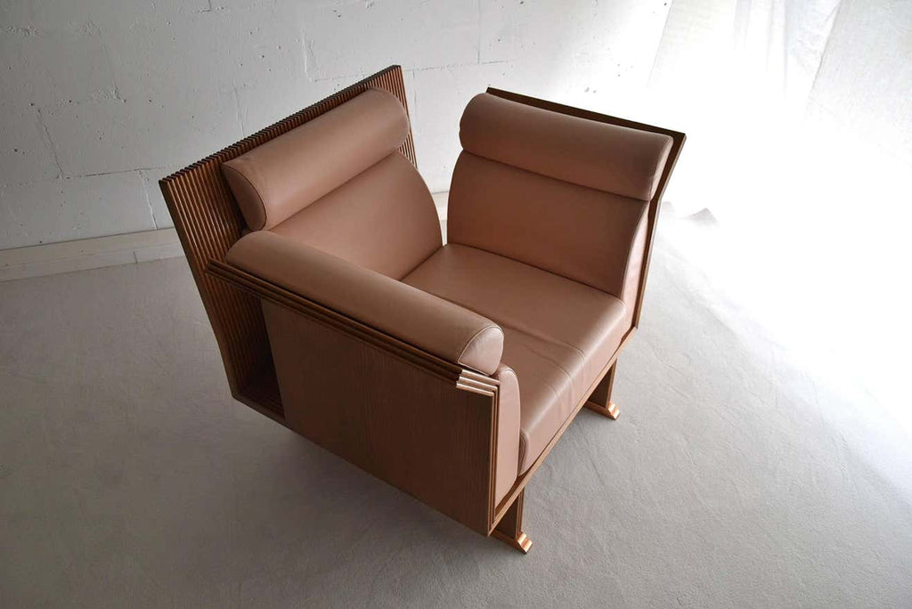 Neo eclectic Ugo La Pietra post modern Jatoba Wood arm chairs - Furniture