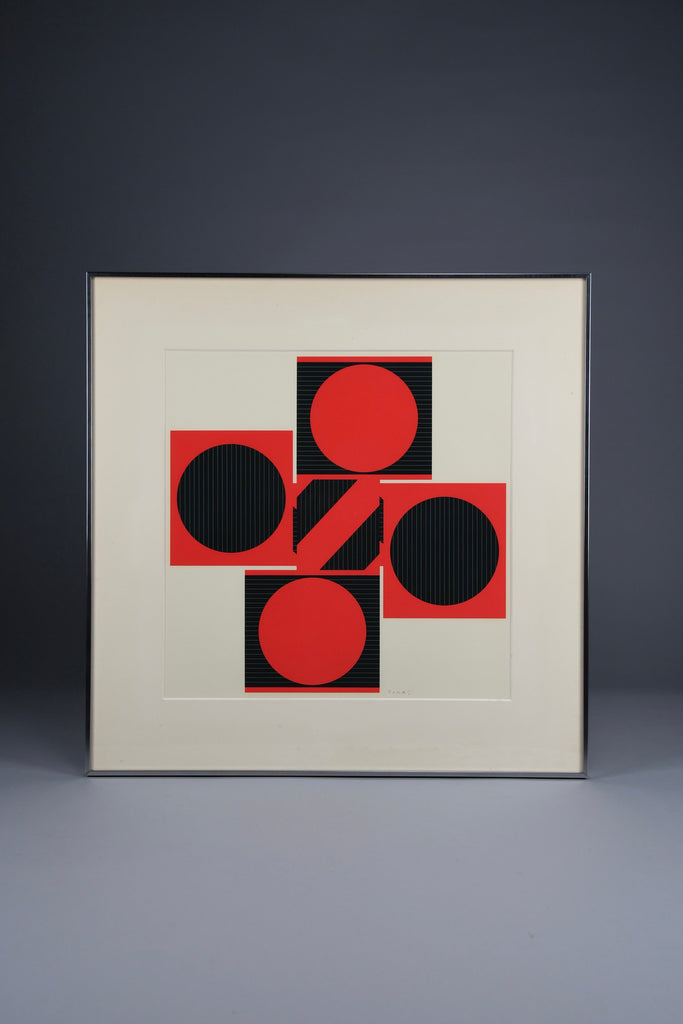 Op Art by Kumi Sugaï signed silkscreen Variation J 1978 - Art