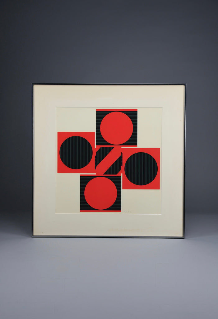 Op Art by Kumi Sugaï signed silkscreen Variation J 1978 - Art