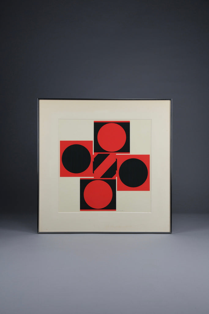 Op Art by Kumi Sugaï signed silkscreen Variation J 1978 - Art