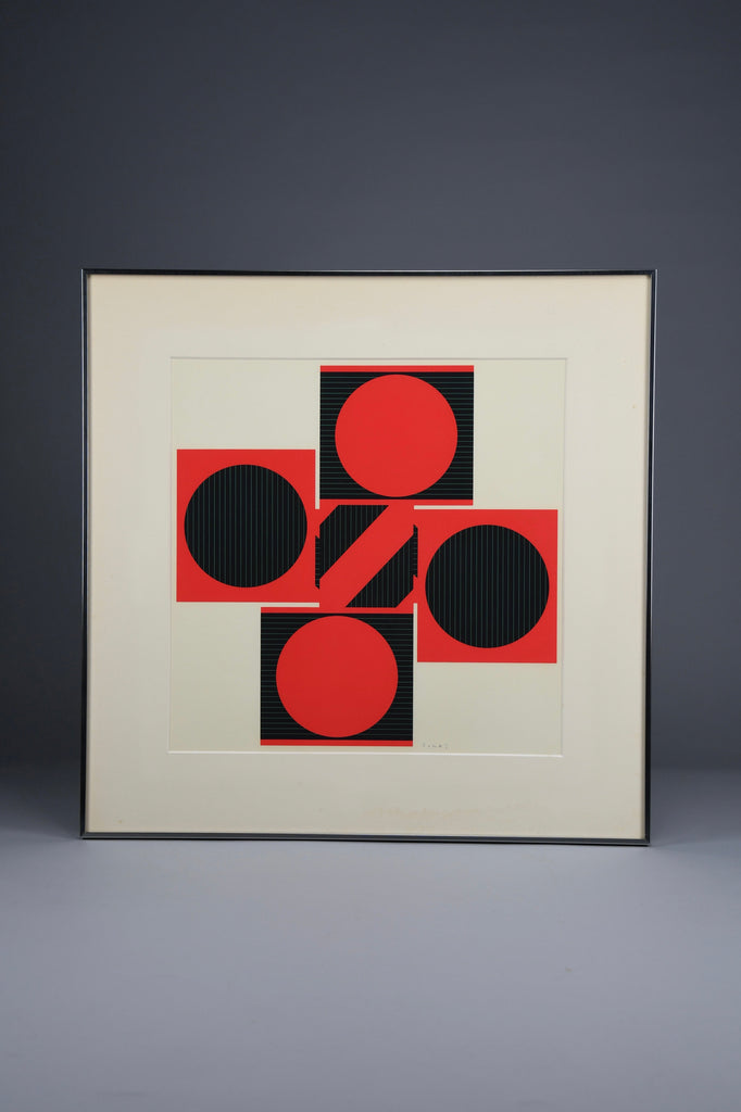 Op Art by Kumi Sugaï signed silkscreen Variation J 1978 - Art