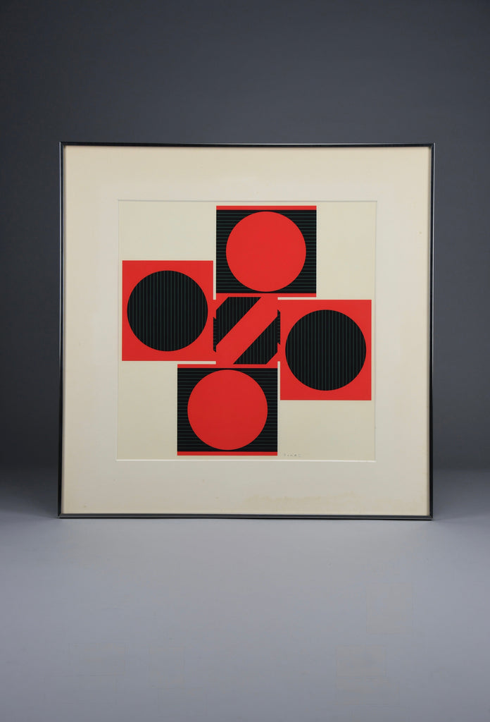Op Art by Kumi Sugaï signed silkscreen Variation J 1978 - Art