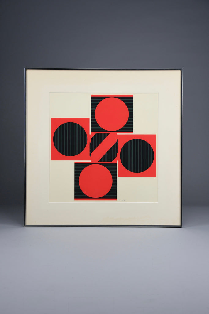 Op Art by Kumi Sugaï signed silkscreen Variation J 1978 - Art
