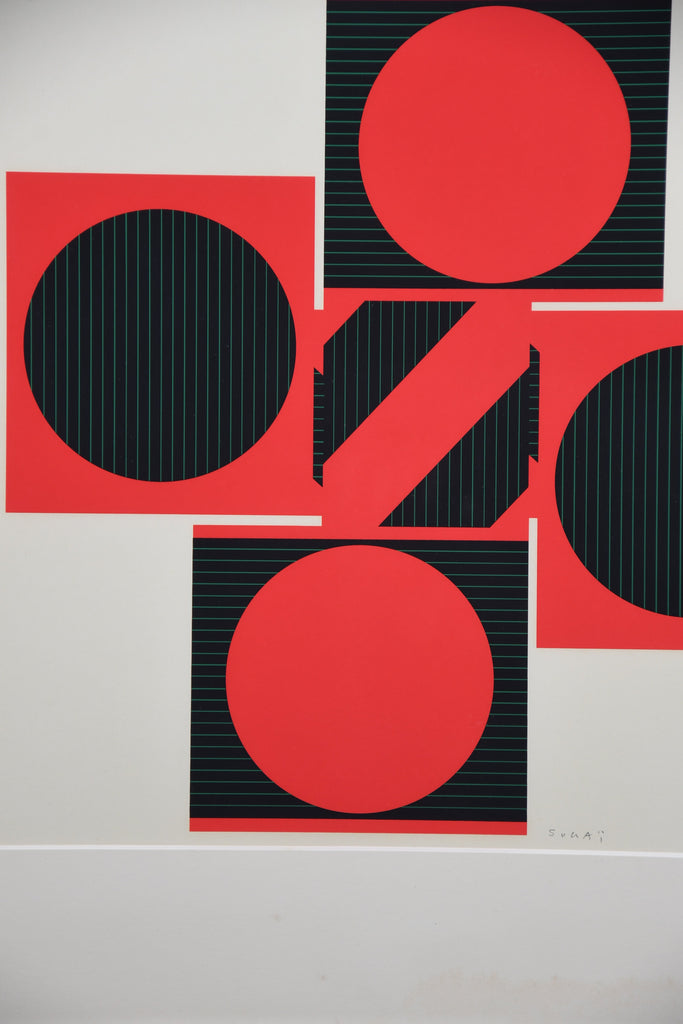 Op Art by Kumi Sugaï signed silkscreen Variation J 1978 - Art