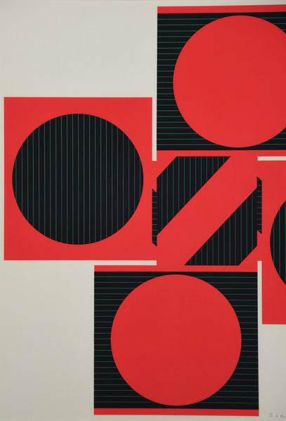 Op Art by Kumi Sugaï signed silkscreen Variation J 1978 - Art
