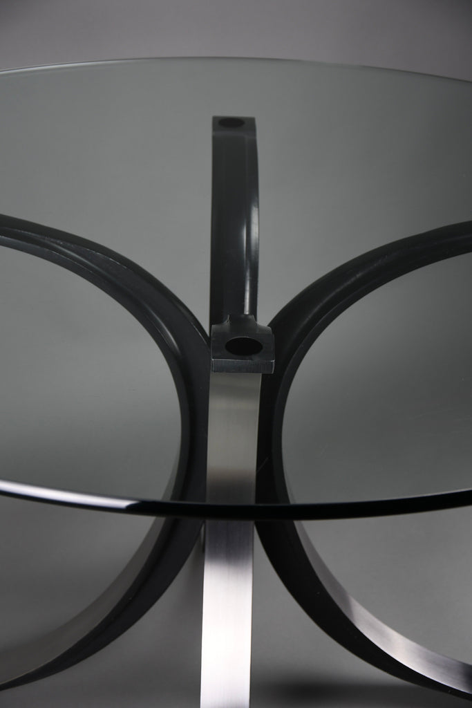 Osvaldo Borsani T69 dining table for Tecno Italy 1960s – original round fumé glass top 120 cm - Furniture