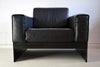 Pair of Korium Black Leather Lounge Chairs by Tito Agnoli for Matteo Grassi - Furniture