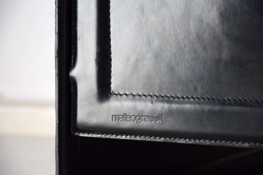 Pair of Korium Black Leather Lounge Chairs by Tito Agnoli for Matteo Grassi - Furniture