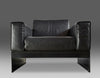 Pair of Korium Black Leather Lounge Chairs by Tito Agnoli for Matteo Grassi - Furniture