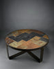Paul Kingma Brutalist Round Coffee Table in Norwegian Slate Concrete and Hammered Brass Netherlands 1970s - Furniture