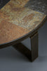 Paul Kingma Brutalist Round Coffee Table in Norwegian Slate Concrete and Hammered Brass Netherlands 1970s - Furniture