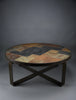Paul Kingma Brutalist Round Coffee Table in Norwegian Slate Concrete and Hammered Brass Netherlands 1970s - Furniture