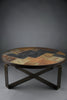 Paul Kingma Brutalist Round Coffee Table in Norwegian Slate Concrete and Hammered Brass Netherlands 1970s - Furniture