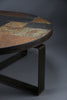 Paul Kingma Brutalist Round Coffee Table in Norwegian Slate Concrete and Hammered Brass Netherlands 1970s - Furniture