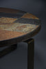 Paul Kingma Brutalist Round Coffee Table in Norwegian Slate Concrete and Hammered Brass Netherlands 1970s - Furniture
