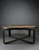 Paul Kingma Brutalist Round Coffee Table in Norwegian Slate Concrete and Hammered Brass Netherlands 1970s - Furniture