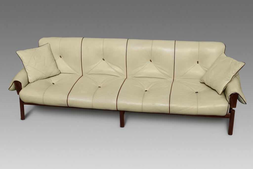 Percival Lafer ’MP-13’ Jatoba Wood and Leather Four-Seat Sofa Brazil C. 1967 - Sofas